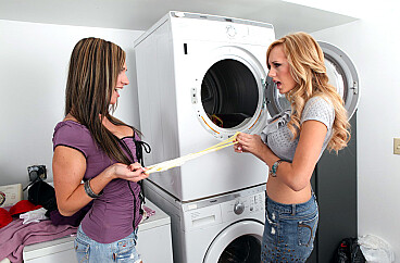 Brett Rossi and Destiny Dixon in Friend Brett Rossi fucking in the laundry room with her tits episode