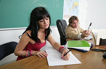 Sadie West and Evan Stone in Black hair Sadie West fucking in the desk with her petite episode