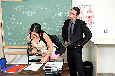 Scarlet Banks and Alan Stafford in Scarlet Banks fucking in the classroom with her innie pussy episode